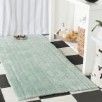 Safavieh Plush Master Bath Aqua 2 ft. 3 in. x 3 ft. 9 in. 2-Piece Rug Set