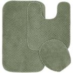 Garland Rug Cabernet Deep Fern 21 in. x 34 in. Washable Bathroom 3-Piece Rug Set