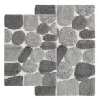 Chesapeake Merchandising Pebbles 24 in. x 40 in. 2-Piece Bath Rug Set in Grey