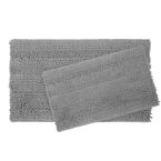 Laura Ashley Astor Striped Chenille 17 in. x 24 in./ 20 in. x 34 in. 2-Piece Plush Bath Mat Set in Light Grey