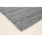 Laura Ashley Astor Striped Chenille 17 in. x 24 in./ 20 in. x 34 in. 2-Piece Plush Bath Mat Set in Light Grey