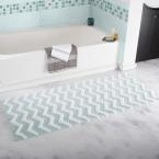 Lavish Home Chevron Seafoam 24.5 in. x 41 in. 2-Piece Bathroom Mat Set