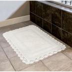 Laura Ashley Crochet 100% Cotton 17 in. x 24 in. Bath Rug in White